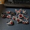 New Adjustable Opening Irregular Red Crystal Glass Heart Aesthetic Rings for Women Gothic Animal Spider Ring Creative Jewelry