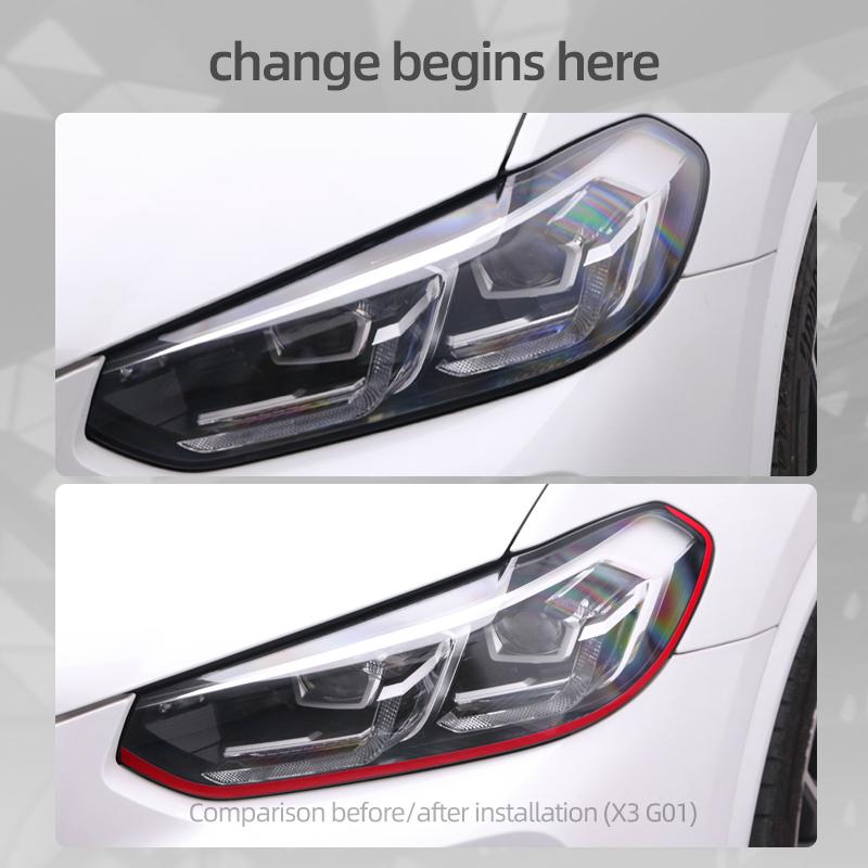 Для BMW X3 G01 G08 X4 G02 2017-2025 Автомобильный Стайлинг Накладка-полоска на Бровь Фары ПЭТ Пленка с Изменением Цвета Наклейка Тюнинг Декоративные Аксессуары