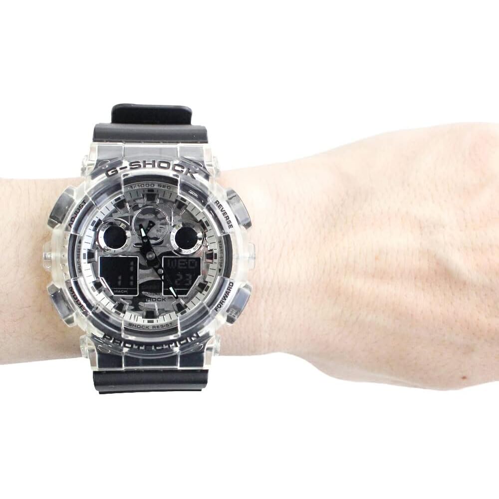 Мужские часы CASIO G-SHOCK СЕРИИ GA-100, Черный скелет, Серебристый камуфляж, GA-100SKC-1A [Параллельный импорт]