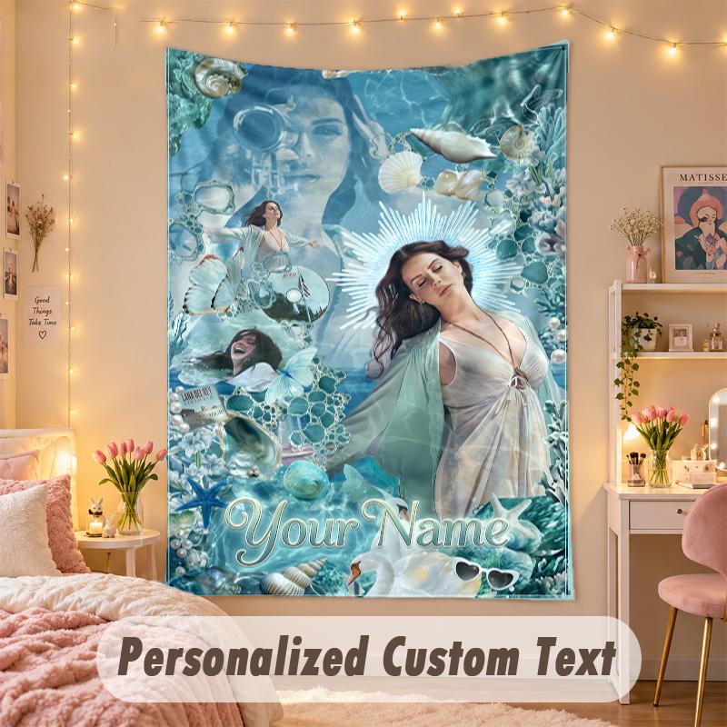 Custom Personalized Tapestry,Lana Del Rey Print Custom Name Text Wall Art Hanging for Bedroom