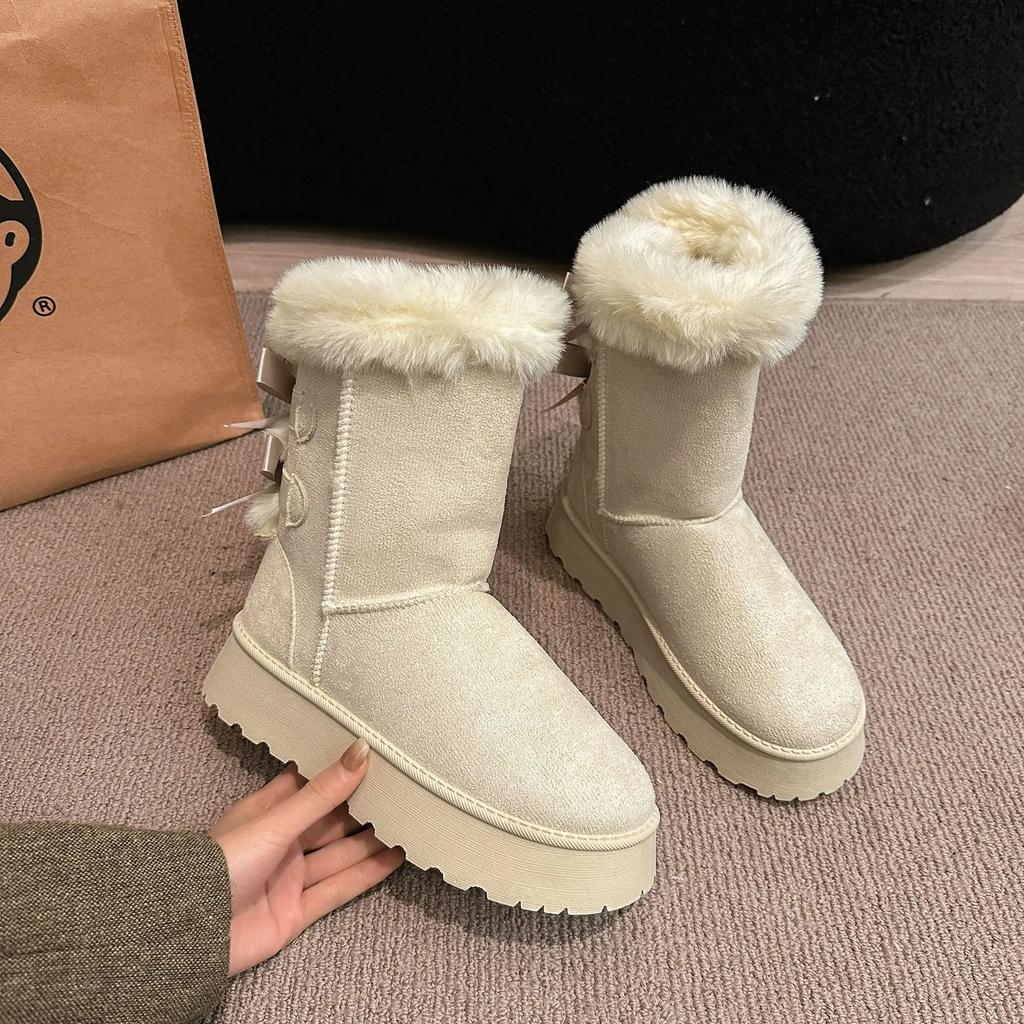 Женские зимние сапоги 2024 Новые Плюшевые туфли на платформе Уличные Коричневые высокие сапоги Женская обувь Bota Camurca Cano Longo