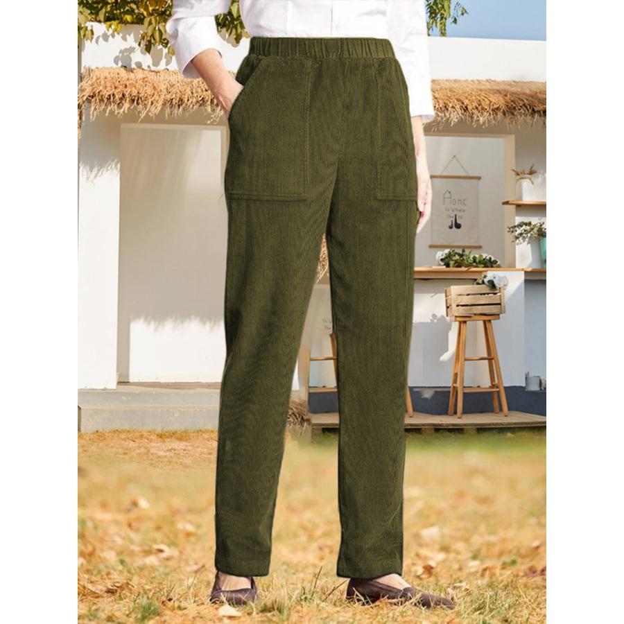 GMXIA Женские однотонные повседневные брюки прямого покроя с эластичной резинкой на талии для женщин