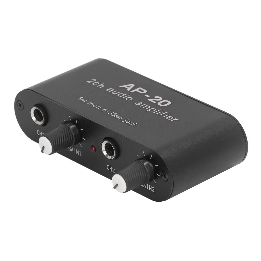 Independent Dual Channel Sound Preamplifier 1 4in 6.35mm 0 To 20db Gain Sound Amplifier Amp for Mic Instrument DC5V‑12V