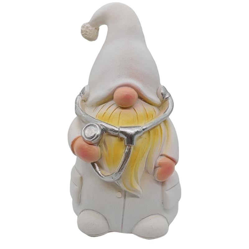 Resin Doctor Nurse Gnomes Figurine with Stethoscope Collectible Sculpture Thanksgiving Nurses Day Gift For Hospital