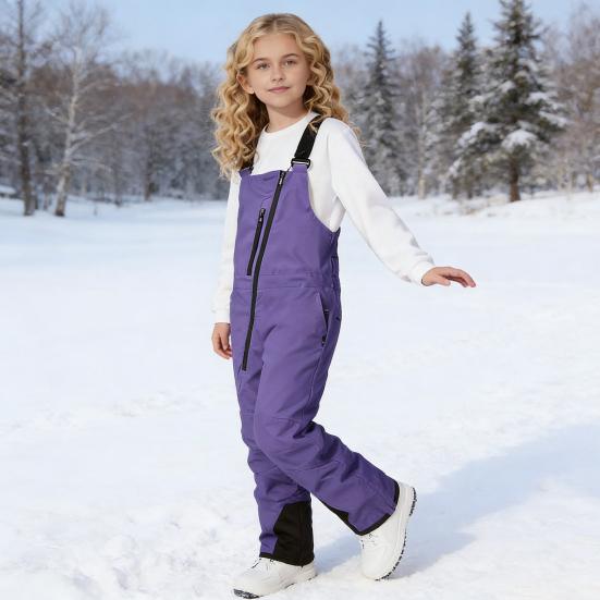 Детский утепленный зимний комбинезон-полукомбинезон, водонепроницаемые теплые брюки для сноуборда и лыж, ветрозащитный слитный костюм для мальчиков и девочек