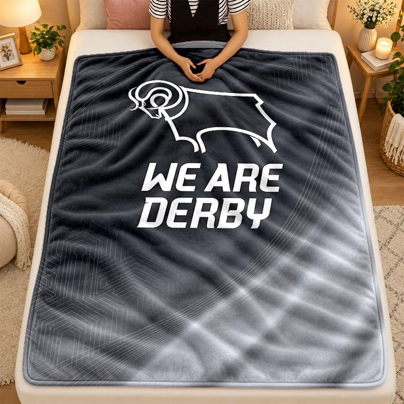 Flannel BlanketDerby County Warm Soft Throw Blanket for Indoor Sofa Bed Living Room Use