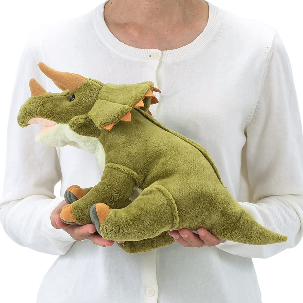COLORATA Triceratops Plush Toy Gentle Stuffed Dinosaur Toy Gift Present Read 2 Christmas Christmas Present (M Size/Sitting Series) Touch/Realistic