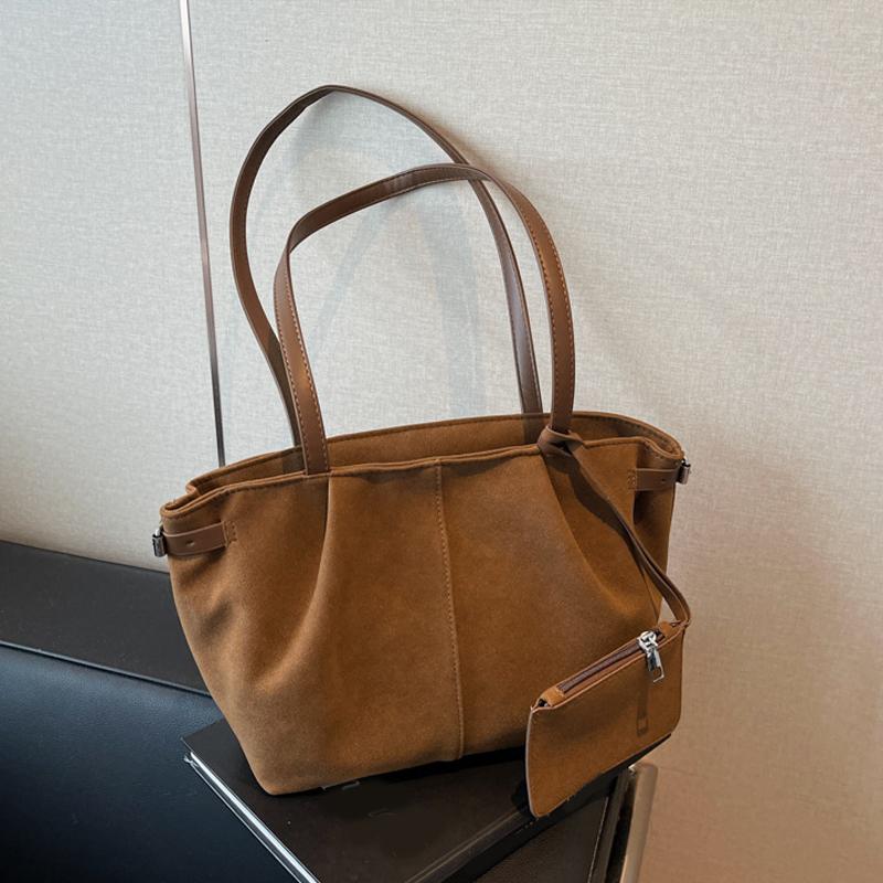 Yogodlns Замшевые сумки через плечо для женщин, вместительные сумки-тоуты, легкая сумка под мышкой, повседневная сумка-шоппер, однотонная дорожная сумка-ведро