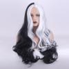 Anime 65cm CRUELLA De Vil Black & White  Long Curly Hair for Deville Heat Resistant Cosplay Costume Wigs Accessories