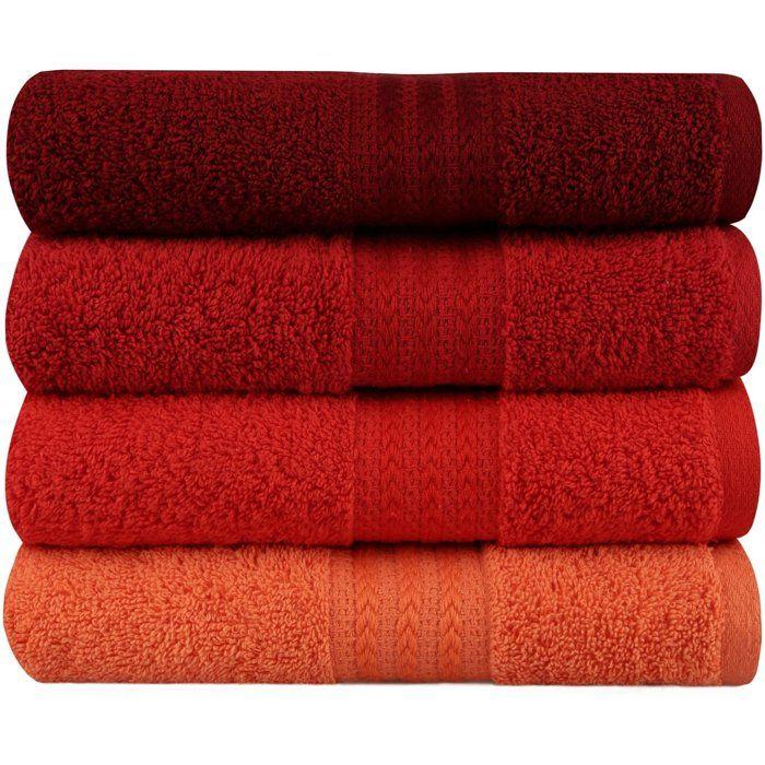 Ensemble de 4 serviettes a main - 50 x 90 cm - Orange