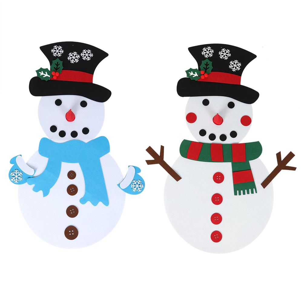 Christmas Decorations For Home Kids Gifts DIY Felt Snowman Detachable Xmas Ornament Wall Hanging Games Xmas Ornaments