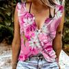 Women Tanks Sexy V Neck Sleeveless Summer Tops Vest 3D Small White Flowers Print Cool Lightweight Tops