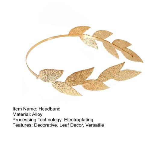 Женская повязка на голову Сверкающий дизайн листьев Золотая повязка Наряжать девочку Обруч для волос Легкий Праздничный аксессуар для волос