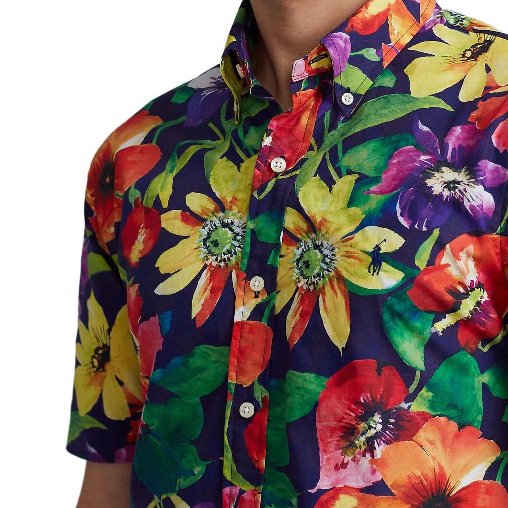 Polo Ralph Lauren SS25 Рубашка с коротким рукавом с вышивкой логотипа маленькой пони и цветочным узором, унисекс, многоцветная MNPOWOV1N820458-999