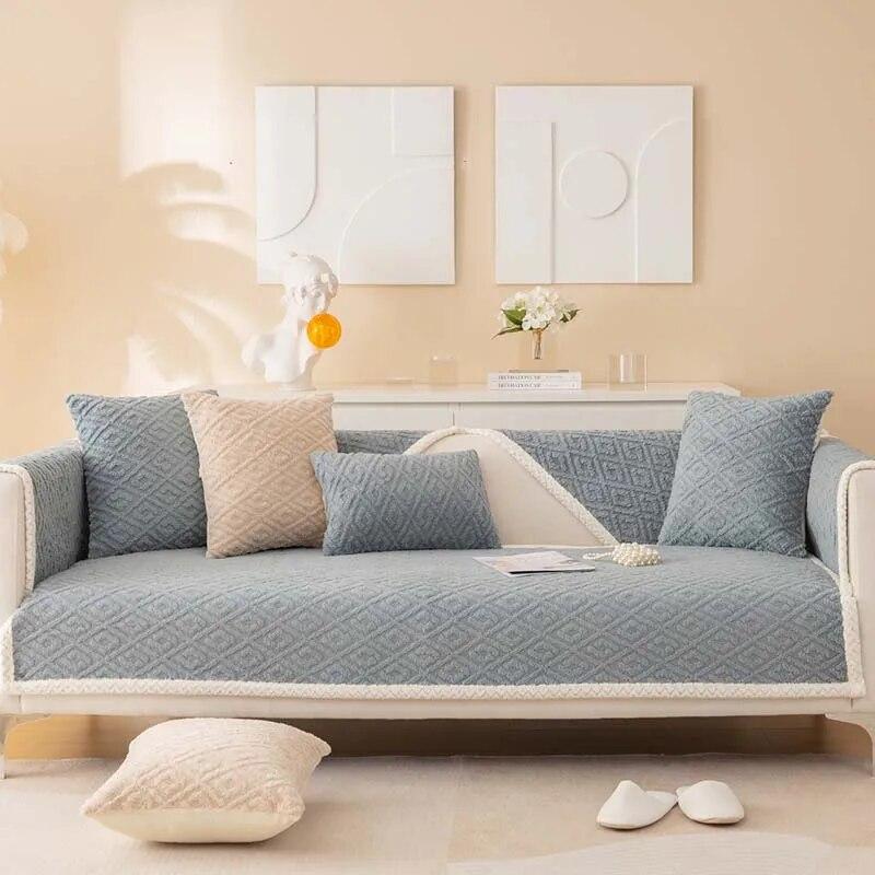 Зимний чехол для дивана с защитой от кошачьих царапин, толстый супермягкий бархатный плюшевый диван-полотенце, секционные L-образные чехлы для диванов для гостиной