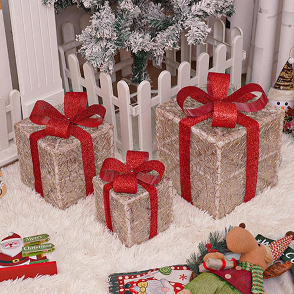 Christmas Light Up Boxes 3 Pieces Holiday Decor Christmas LED Light Decorations For Homeowners Event Planners Interior Designers