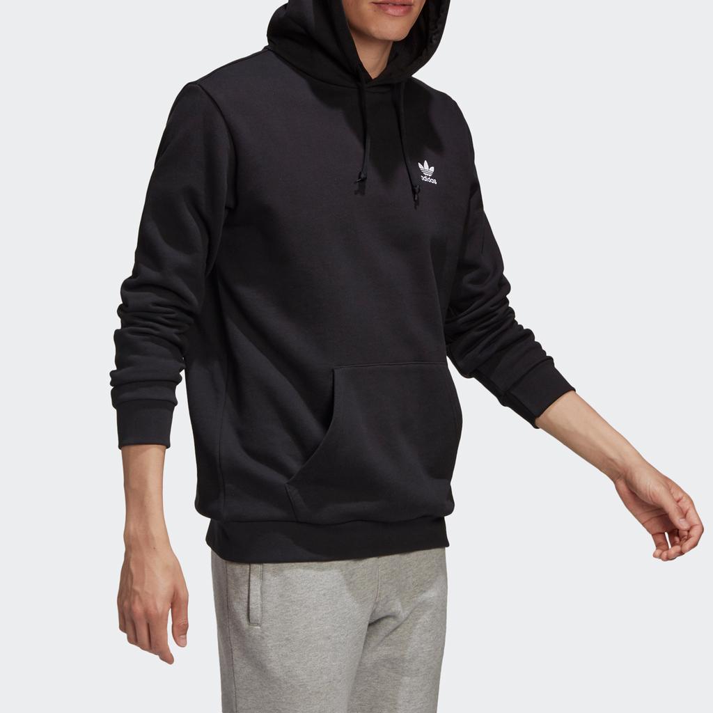 Adidas Свободная толстовка с капюшоном Originals с логотипом трилистника, мужские топы, черный GE0795