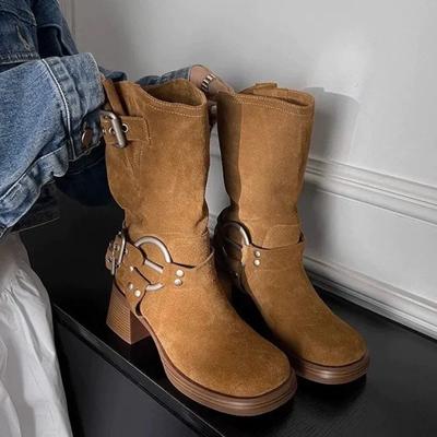 Ботинки челси на среднем каблуке, новые повседневные женские туфли на платформе, зимние женские ботинки, гладиаторские готические ботинки для мотоциклистов, зимние ботинки