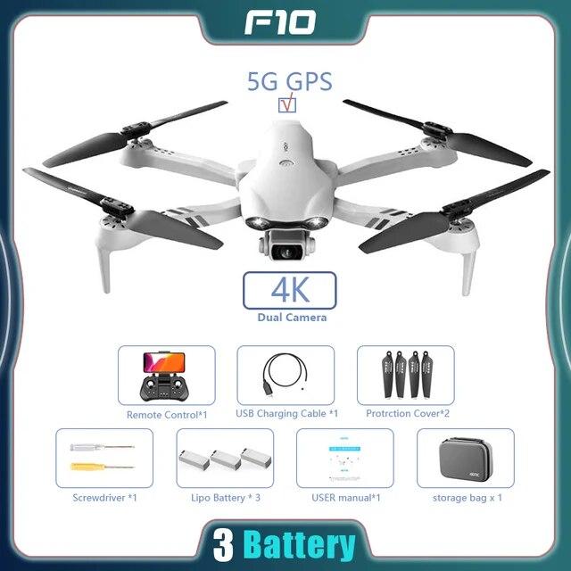 Новый F10 RC Drone GPS/Optical Flow HD ESC Двойная камера Широкоугольный WIFI FPV Quadcopter Бесщеточный складной Дрон для избегания препятствий Фотосъемка Игрушка в подарок