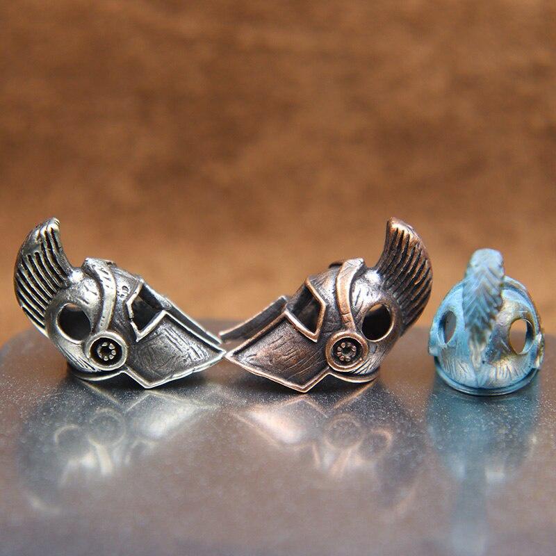 Roman Knight Warrior Helmet Knife Beads Lanyard Pendants Retro Brass Charms DIY Paracord Woven Bracelets Accessories EDC Outdoor