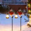 Рождественский солнечный свет уличный снеговик газонный светильник водонепроницаемый металлический снеговик с фонарем садовый светильник со штырем для патио двора дорожки праздничный декор