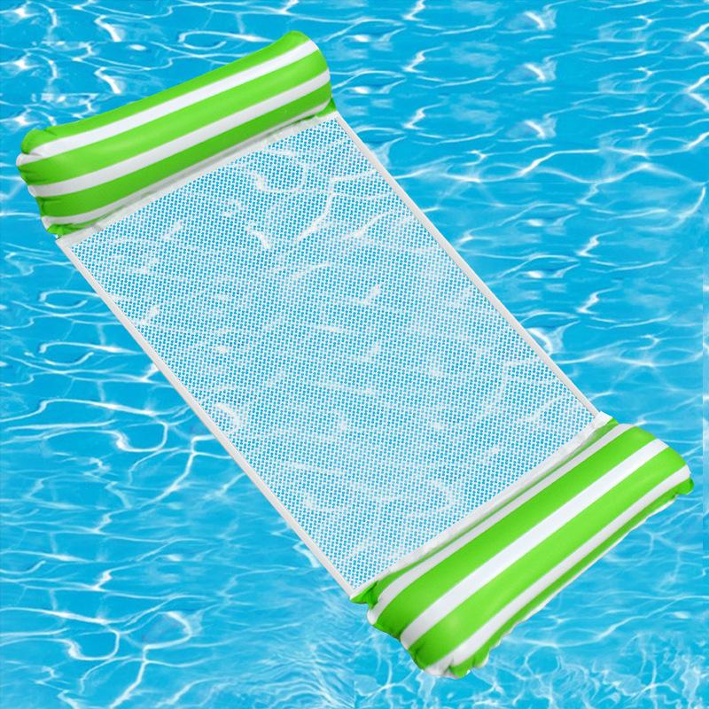 New Inflatable Floating Row Foldable Inflatable Lounge Chair Floating Bed Striped Net Floating Drainage Swimming Pool Hammock