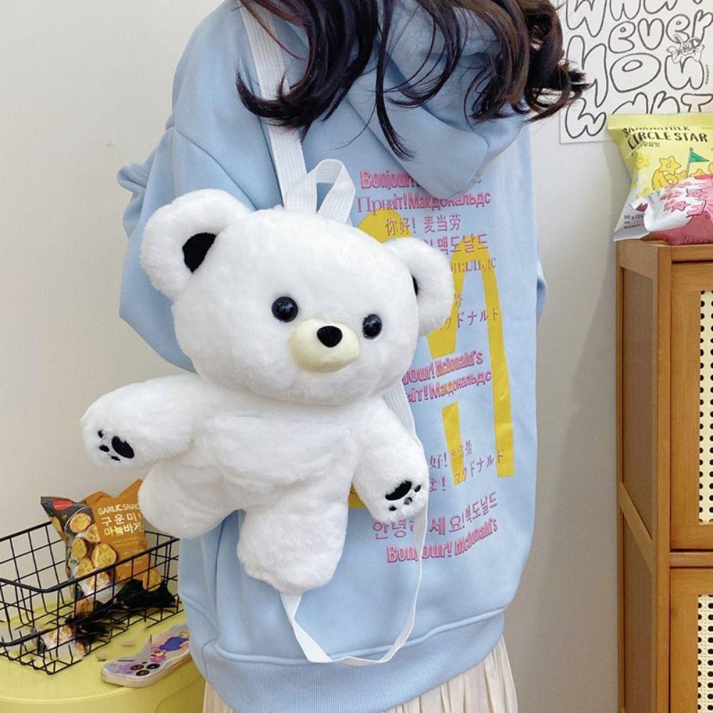Multicolour Plush Shoulders Bag 3D Bear Animal Bag Sweet Plush Bear Backpack Outdoor