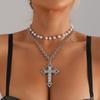 Персонализированная универсальная цепочка на ключицу в стиле панк, модное двухслойное ожерелье с крестом для женщин
