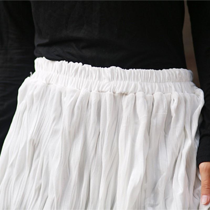 Johnature Женские винтажные однотонные юбки с эластичной резинкой на талии, весенние женские повседневные юбки А-силуэта