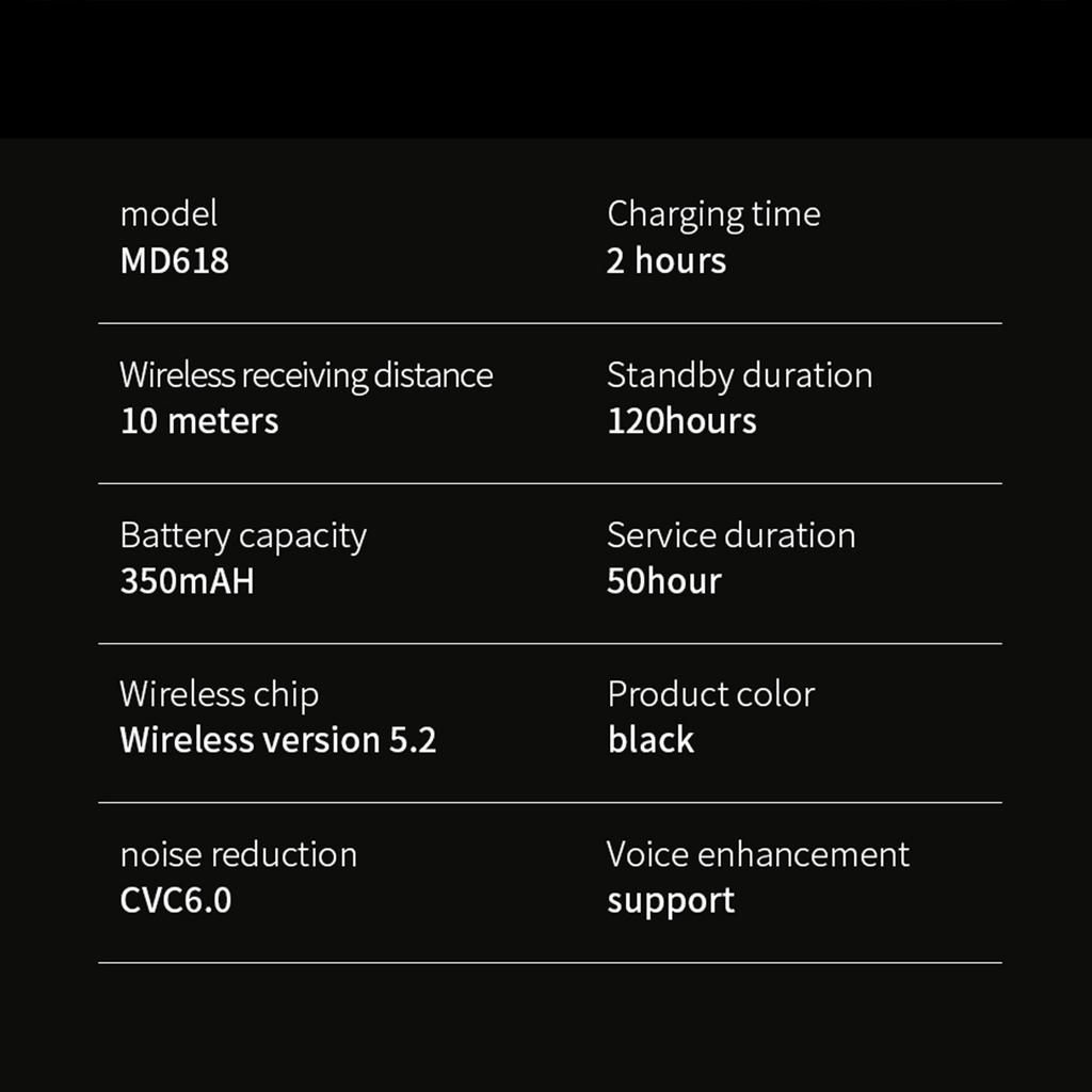 Беспроводная гарнитура V5.2 Hands-Free Наушники CVC6.0 с шумоподавлением Наушник 50 часов воспроизведения Одно ухо
