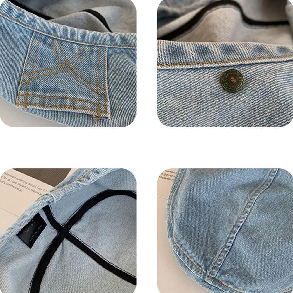 Newsboy Cap Painter Hat Korean Style Octagonal Hat Retro Denim Beret Streetwear