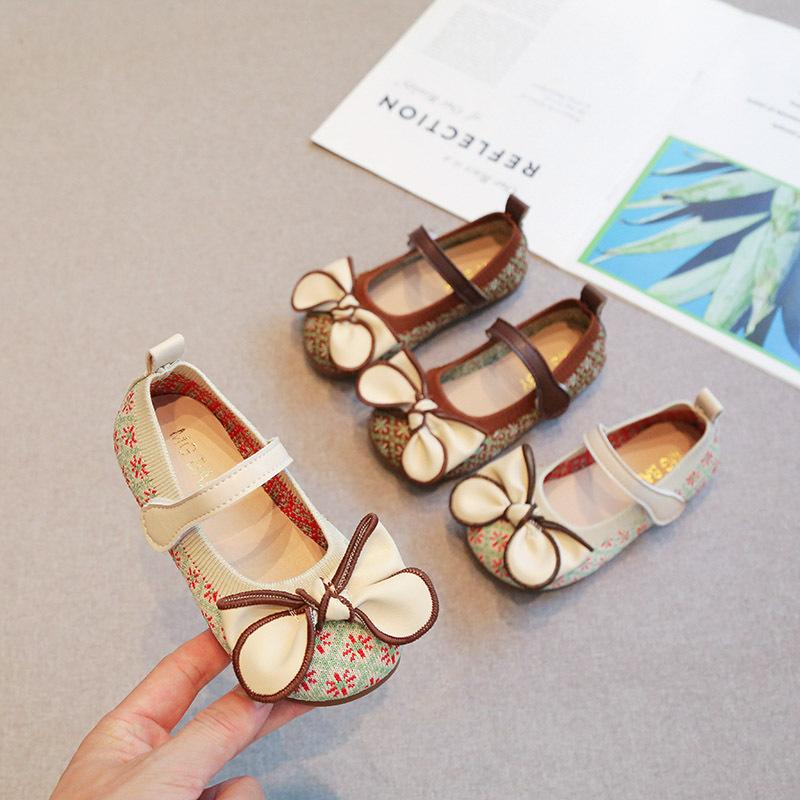 Fashion Girls Casual Shoes Drop Shipping 2024 New Spring Flowers Pattern Simple Children Moccasin Shoes Kids Shoes Korean Style