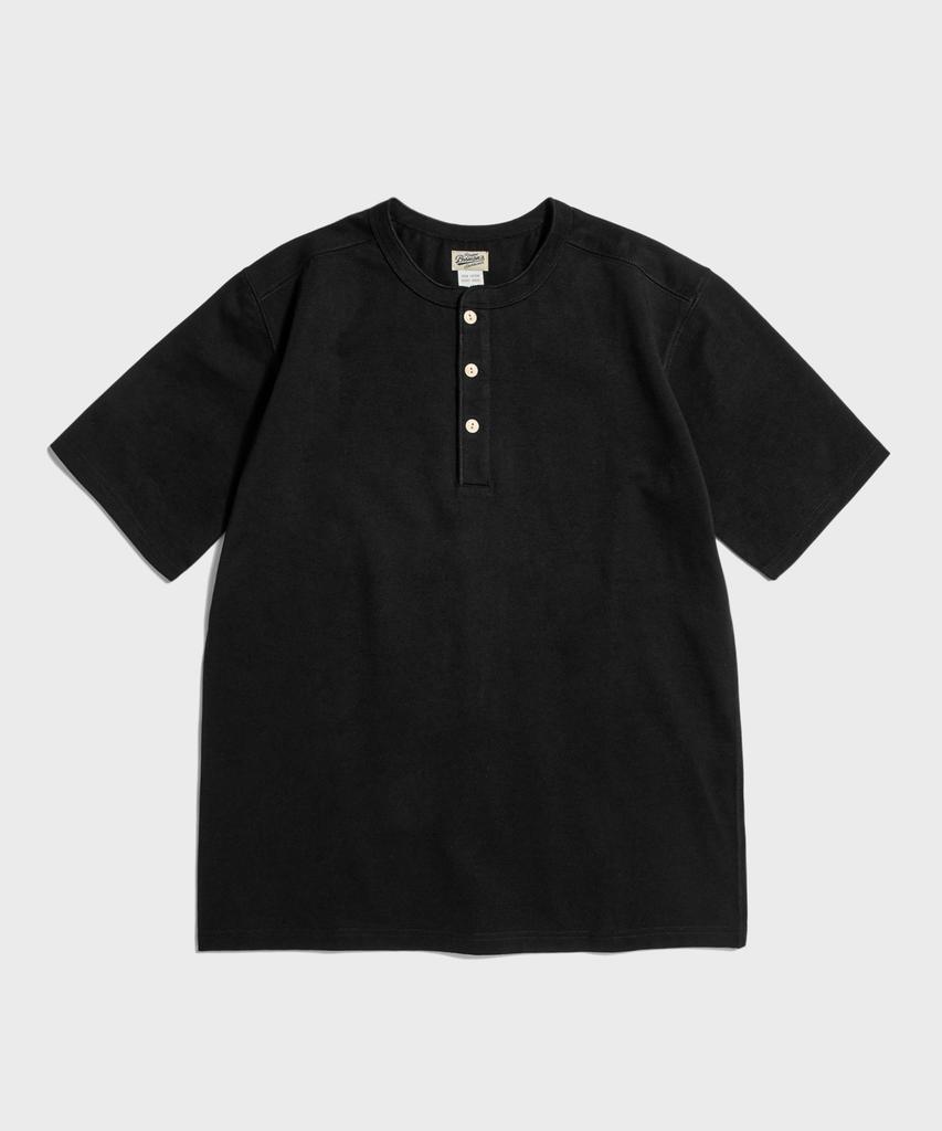 Beulonseun 10,6 унций Хлопковая футболка-henley с коротким рукавом Черная