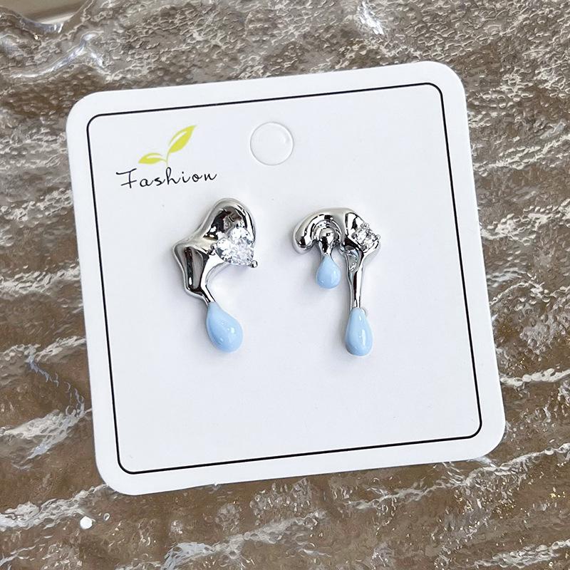 Свежие светло-голубые серьги, геометрические серьги, темперамент, сетка, красные модные шпильки, новая модная женщина