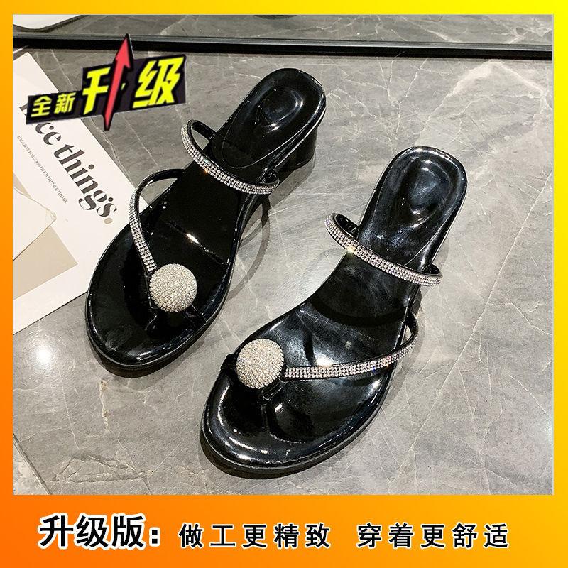 Нишевая верхняя одежда на среднем толстом каблуке, классные тапочки, лето 2024, новые французские высококачественные сандалии со стразами, женские