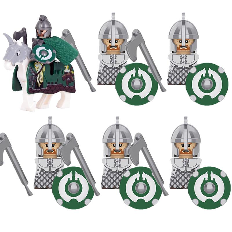 MOC Medieval Military Building Blocks Elven Warrior Orc Rohan Gondor Knight Character Set Animal Army Weapon Bow Crossbow Toy