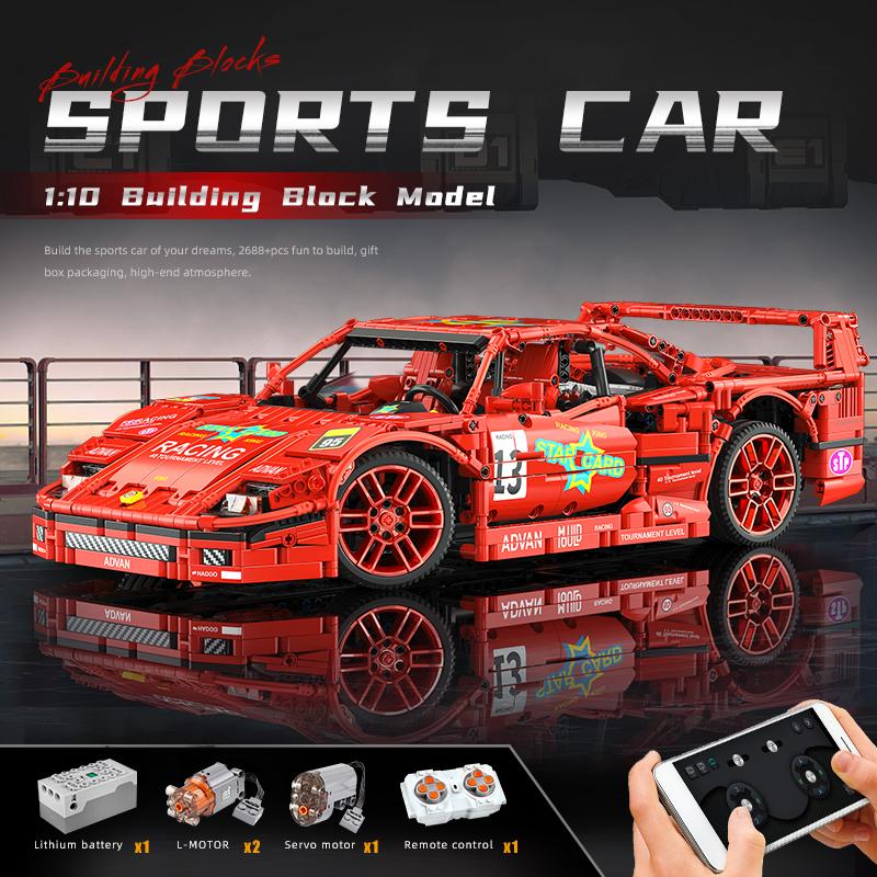 MOULD KING 13095 Техническая 1:10 Модель автомобиля APP RC F40 Супер спортивный автомобиль MOC-98701 Строительные блоки Кирпичи Игрушки Дети Подарки на день рождения