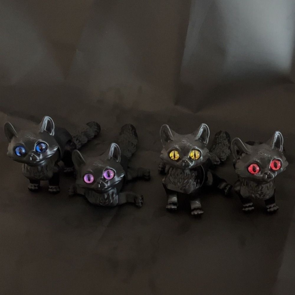 Big Eyes 3D Printed Cat Model Plastic Material 3D Printed Cat Figure Articulated Cats  Living Room