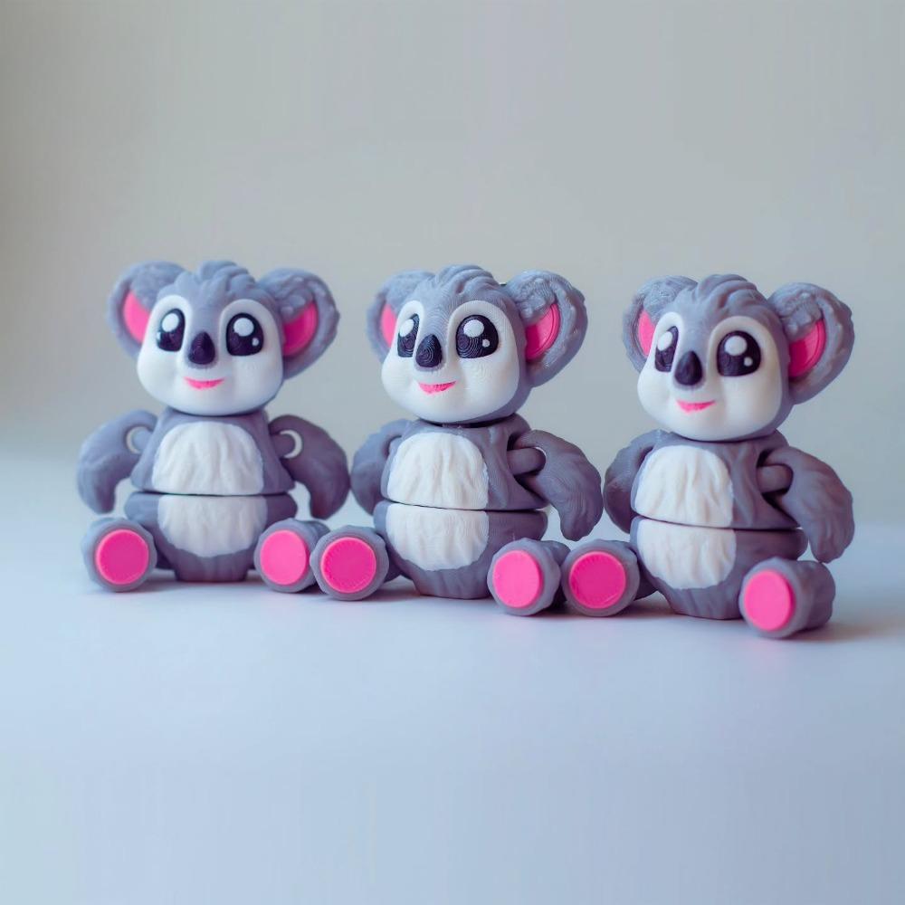3D Printed Koala Statues, Articulated Koala Statues, and Creative Desktop Decoration Sculptures for Fun Home/office Decoration