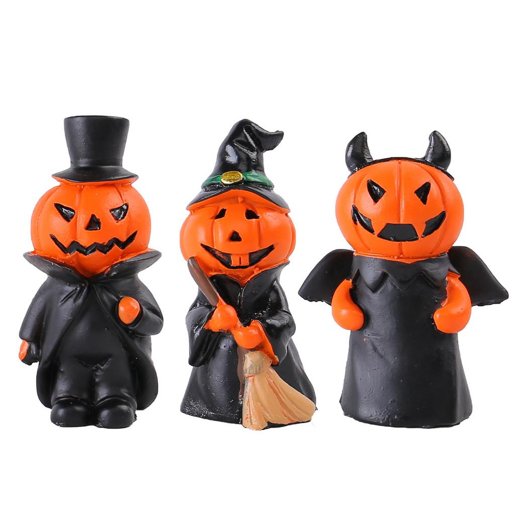 Halloween Mini Pumpkin Demon Figure Set With Resin Craft For Home Party Decor