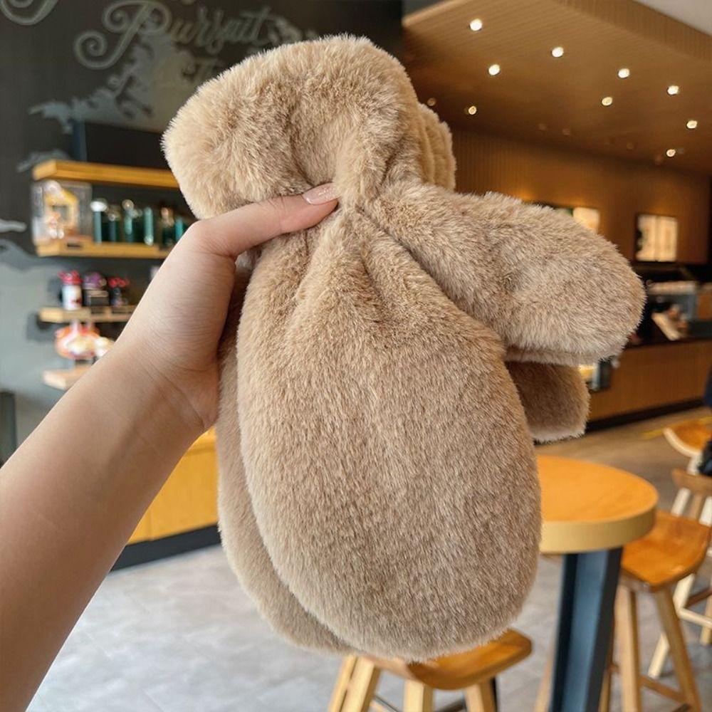 Warm Winter Gloves Velvet Mitten Cute Plush Gloves Women