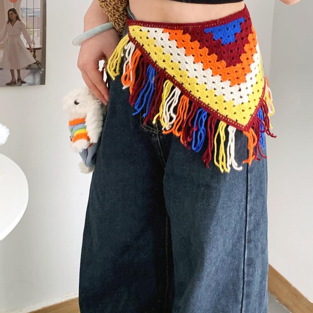 Cummerbund Ethnic Style Waist Band Bohemian Turban Apron Wrap Knitted Triangle Headscarf Summer