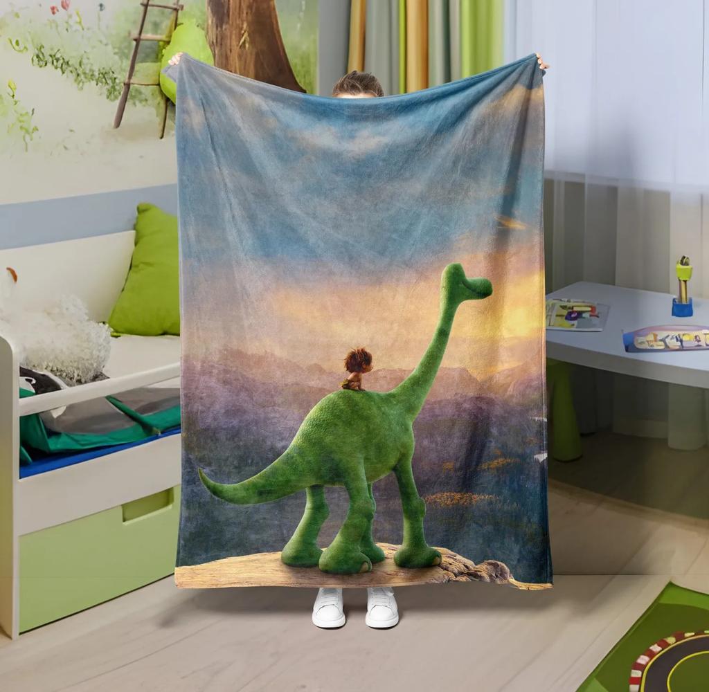 1PC Throw Cute Dinosaur animals theme Flannel Blanket Soft thin Blankets wolfs art for Sofa Bed Car Camp wild animals theme gift