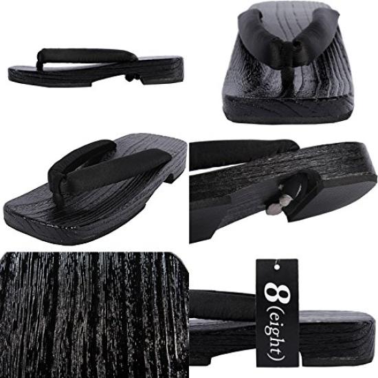 Настоящие деревянные гэта из павловнии Размер L 8(8) 2-цветный (Гета) Черный,