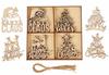 Inkdotpot 18pcs Christmas Ornaments, Unfinished Wooden Laser Cutouts Tree/Bell Shaped Embellishments Hanging Ornament