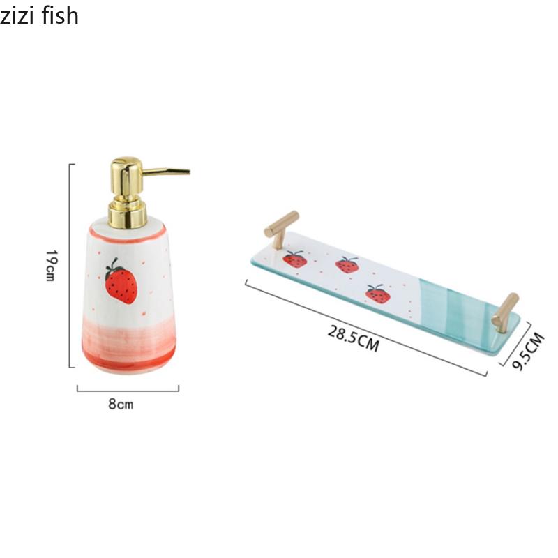 Клубника Керамический флакон для лосьона Бутылки для дезинфицирующего средства для рук Бутылка для эмульсии Дозатор для мыла Дозатор для шампуня Аксессуары для ванной комнаты