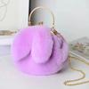 Plush Crossbody Bag Handheld Princess Bag Imitation Fur Bag Female Chain Bag Hundred with Cute Rabbit Ears Package