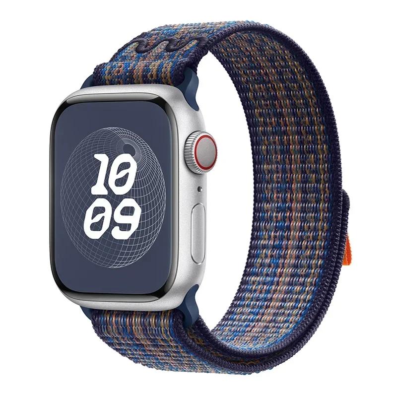 Спортивный нейлоновый ремешок для Apple Watch Ultra 2 1 49 мм Серии 9 41 мм 45 мм Петля-ремешок для iWatch 8 7 6 5 4 3 se 40 мм 44 мм 42 мм Браслет