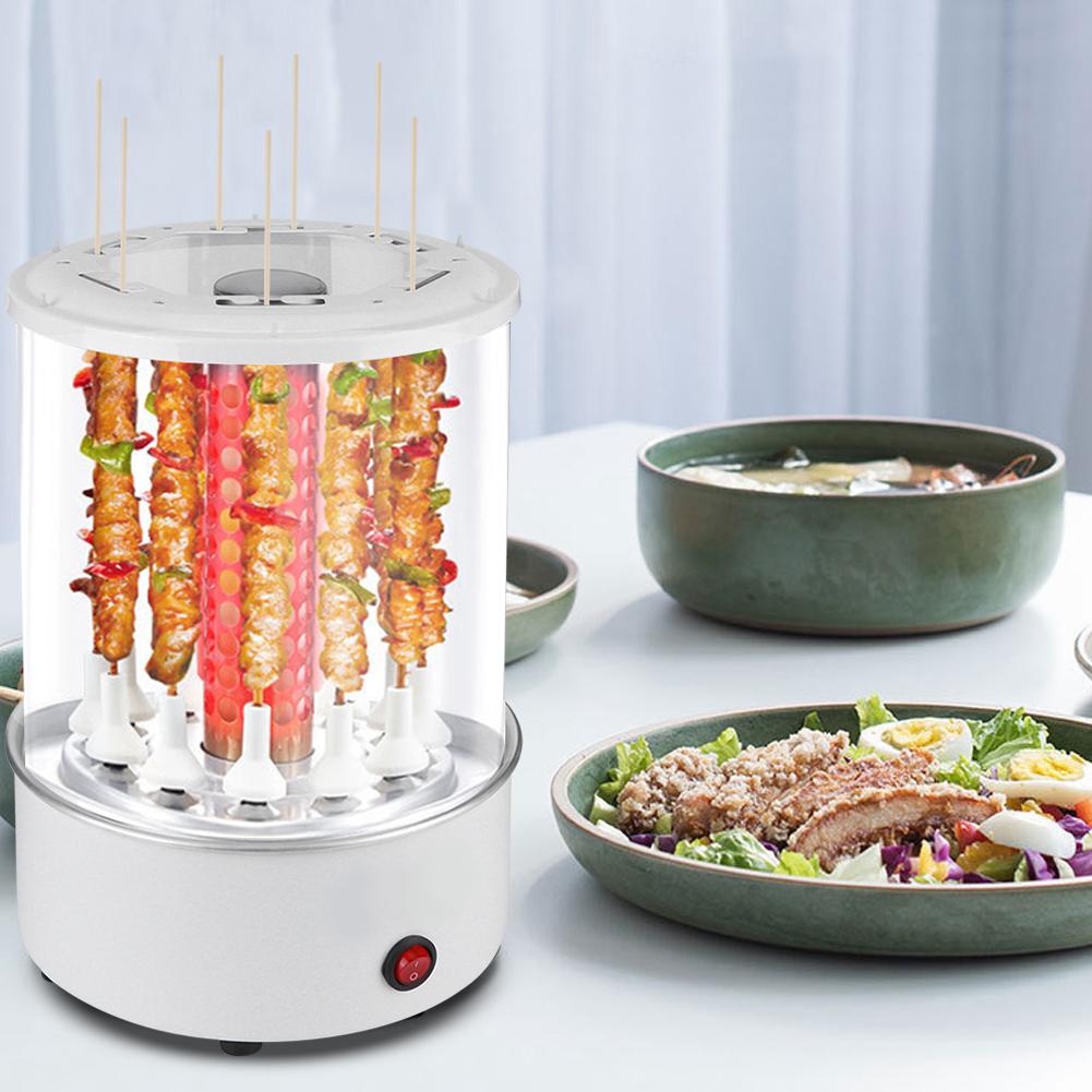 Electric Barbecue Grill Household Infrared Fast Rotating Oven with AntiScald Gloves (White )