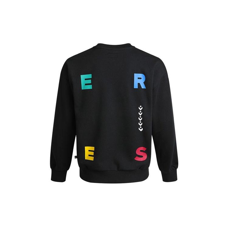 Converse Sports Contrast Letter Print Crew Neck Sweatshirt Asia Sizing 'Black' Men's 10022414-A01